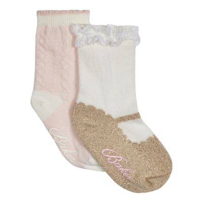 Pack of two baby girls' pink and cream socks